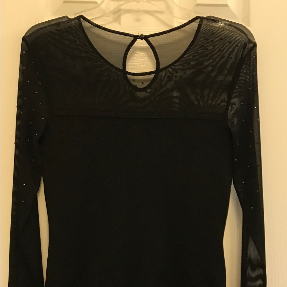 Cache' NWT Black Top S Mesh Beaded Bodice & Sleeve